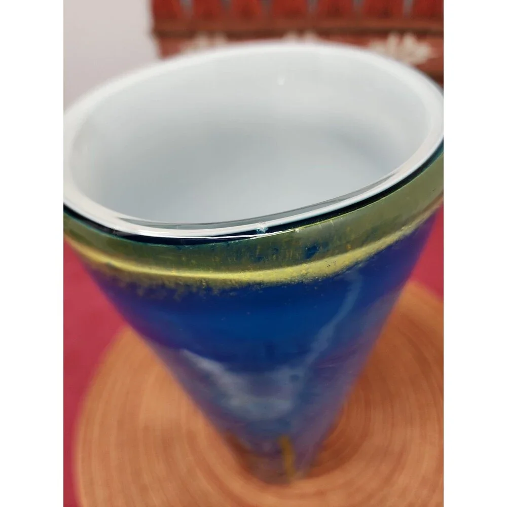 Vintage Pier 1 Millefiori Cobalt Handblown Vase 11.25